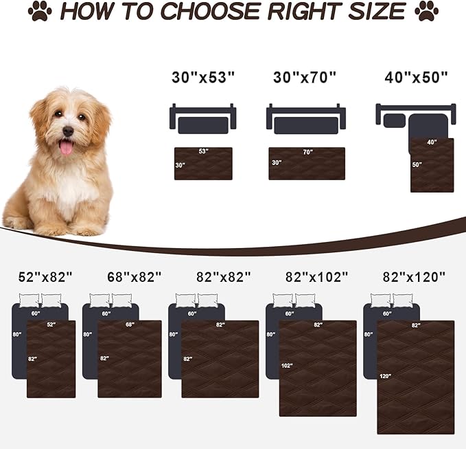 Smiry Waterproof Dog Bed Cover Blanket 30x53, Soft Reversible Pet Blanket, Washable Leakproof Cats Dogs Couch Cover for Sofa, Couch, Furniture, Lattice, Chocolate/Dark Grey