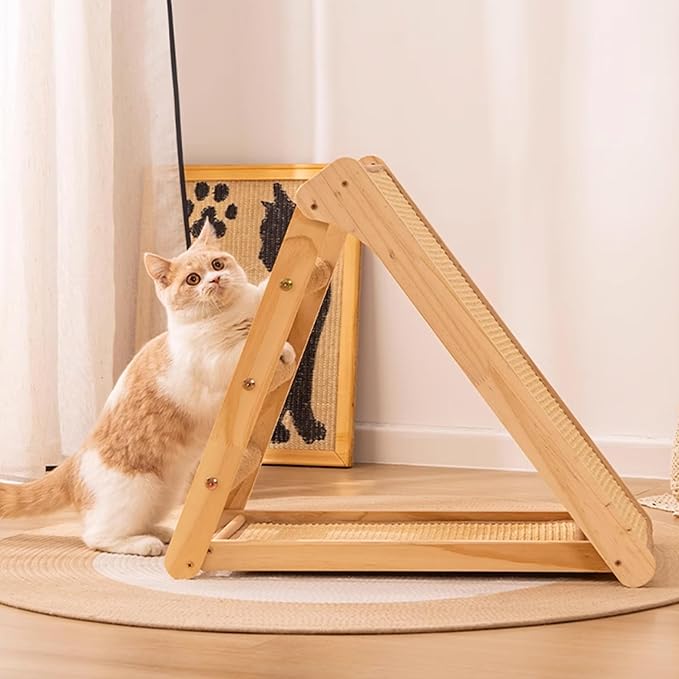 Large Sisal Cat Scratcher, Cat Scratching Post Tower Assembled - Solid Wood Sisal Scratching Posts for Indoor Cats Adults