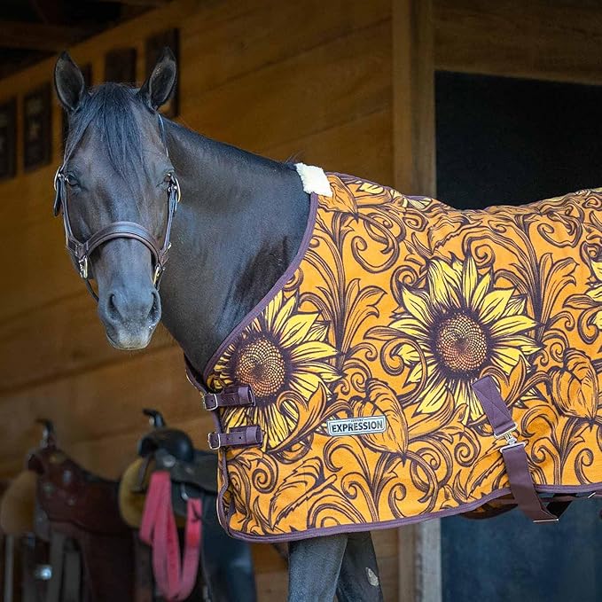Jeffers Expression Standard Neck Fleece Cooler for Horses, 69"- Equine Towel Blanket, Moisture Absorbent, Light Weight, Best for Drying, Exercise, Bathing, Adjustable Belly Bands - Bloomin Toolin