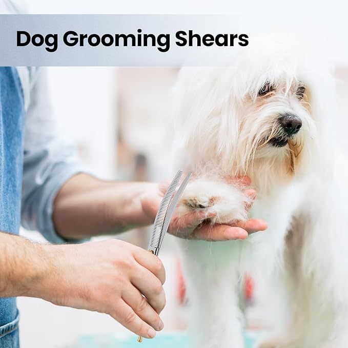 Curved Thinning Shears Professional Dog Curved 7.5 in Thinning Scissors Ergonomic Handle Design for thinning shears dogs Medium & Large Face and Paws