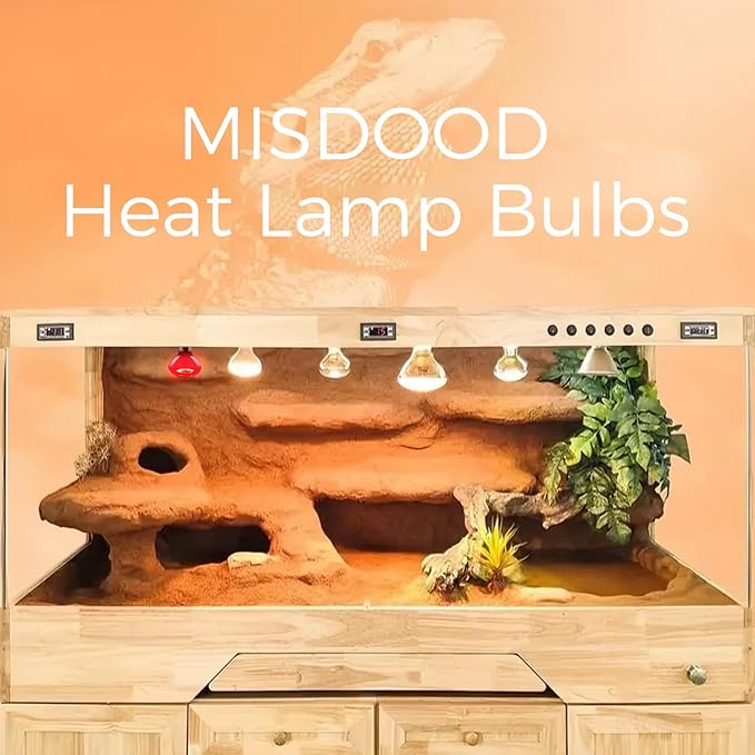 Reptile Heat Lamp Bulb 100W, 2-in-1 Day & Night Combo, Infrared Heat Lamp & UVA Sunlight Heating Lamp for Reptile Terrariums