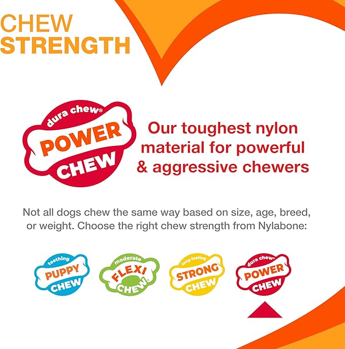 Nylabone Power Chew Classic Bone Chew Toy for Dogs, Durable Dog Toys for Aggressive Chewers, Peanut Butter Flavor, Medium/Wolf - Up to 35 lbs. (1 Count)