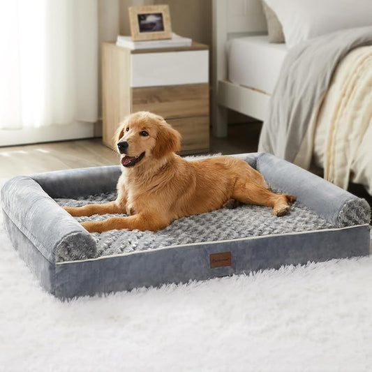 BFPETHOME Dog Beds for Large Dogs, Orthopedic Dog Bed for Medium Large Dogs,Big Waterproof Couch Pet Bed with Removable Washable Cover