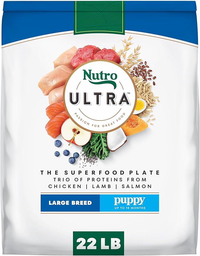 Nutro Ultra Large Breed Puppy Dry Dog Food, Chicken, Lamb and Salmon Protein Trio, 22 lb Bag