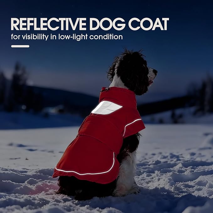 Kuoser Dog Coat, Dog Jackets for Small Dogs, Winter Reflective Puppy Puffer Jacket, Waterproof Dogs Snowsuit with Fleece Lining, Turtleneck Pet Vest Apparel for Cold Weather