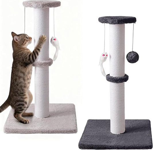 2 Pack Cat Scratching Post, Heavy Duty and Thicker Cat Scratching Post, Sisal Rope with Hanging Ball and Mice Scratching Post for Indoor Cats and Adult