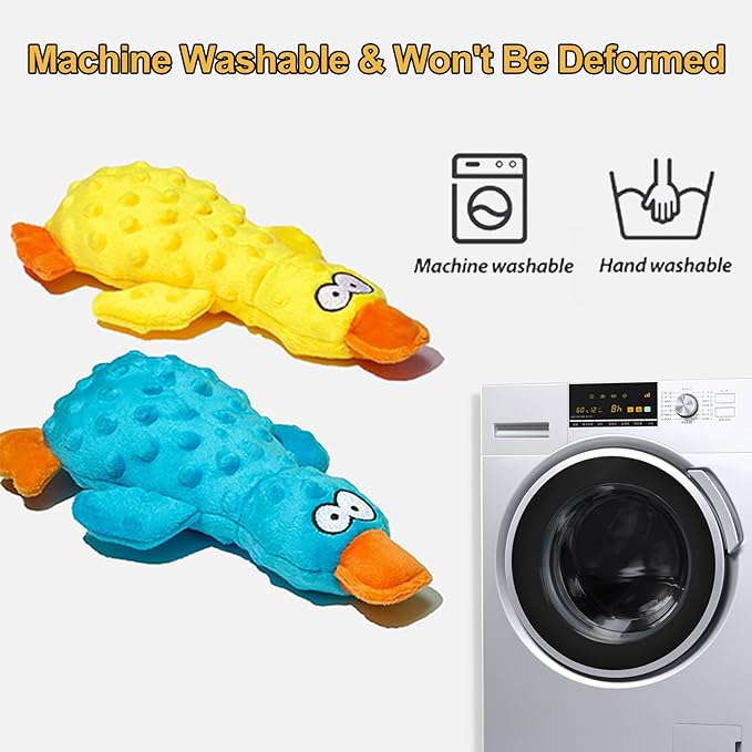 Adpartner Squeaky Dog Toys, 2 Pack Dog Toy Duck Plush Crinkle Dog Toys for Small Medium Breeds, Interactive Pet Squeaky Toys Soft Stuffed Puppy Toy to Keep Them Busy, Training, Reduce Boredom