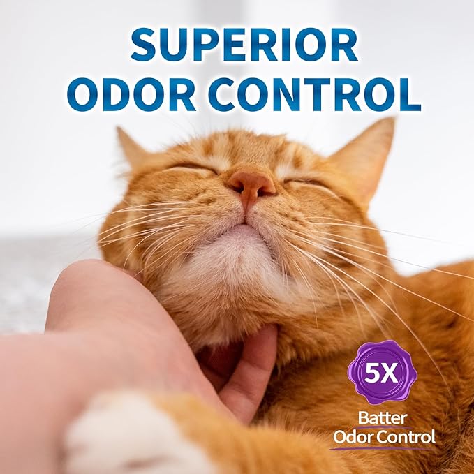 Made4Pets Cat Litter Crystals, Non Clumping Cat Litter Odor Control Kitty Litter Non Clumping No scooping Low Dust, Low Tracking, Lightweight, Dehydrates Waste, Lavender – 17.2 lbs (4 x 4.3 lb Packs)
