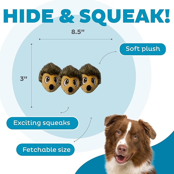 Outward Hound Squeakin' Hedgiez Plush Replacement Dog Toys - 3 Pack