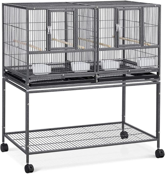 Topeakmart Divided Breeder Parakeet Canary Lovebird Finch Budgie Bird Cages W/Rolling Stand 1 Pack