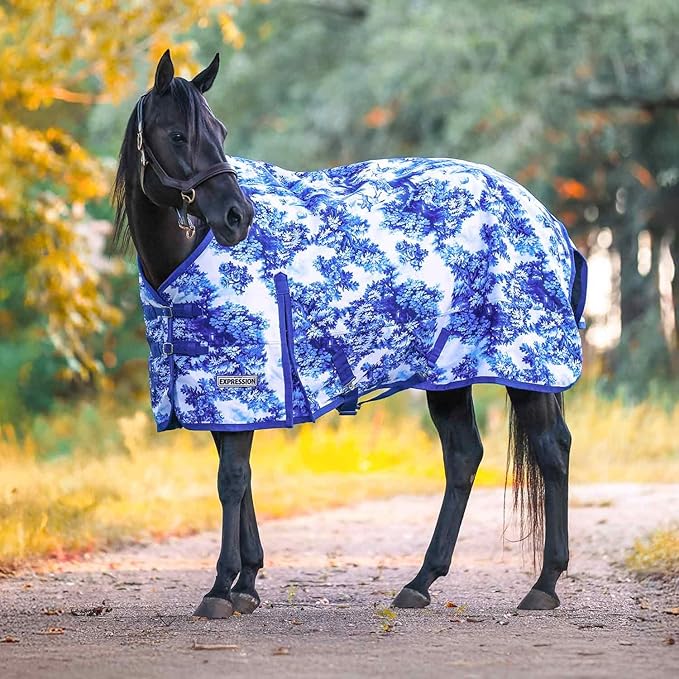 Jeffers Expression 1200 Denier Standard Neck Turnout Blanket for Horses, 75"- Water Proof, Breathable, 240 gram Polyfill, Medium Weight Warmth, Winter Protection for Stall, Barn – Equestrian Toile