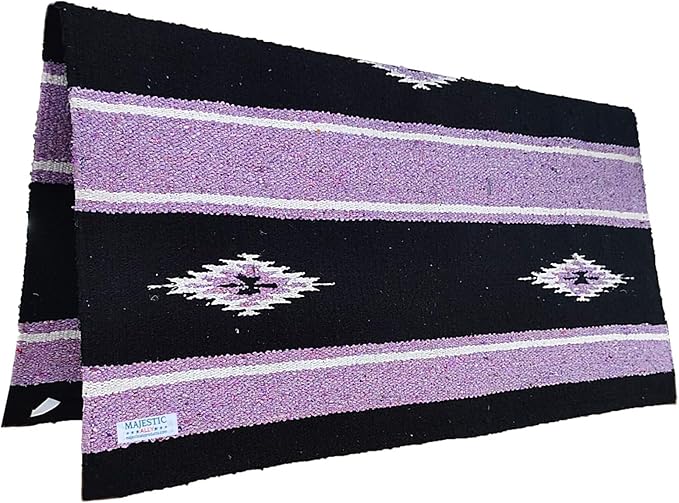 Majestic Ally 36"x 34" Navajo Design Acrylic Saddle Blanket -2.4 lbs (Purple and Black)