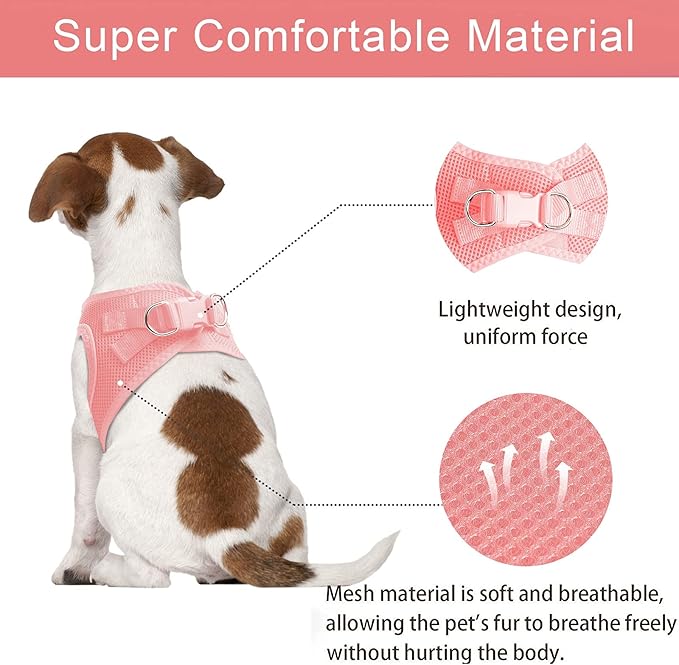 TwoEar Dog Vest Harness Reflective, No-Pull Pet Harness Easy Control with Breathable Mesh, Soft Puppy Step-in Harness No-Choke for Outdoor Walking, Training for Medium Dogs(M, Pink)