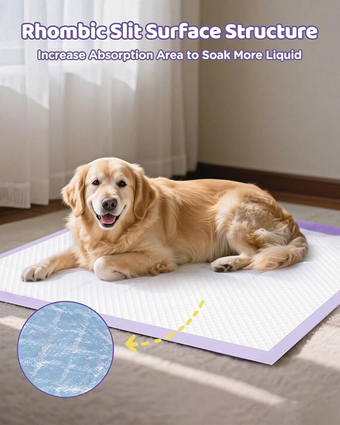 36"x36" 4XL Lavender Scented Disposable Dog Pee Pads, 45 Count | Extra Large Puppy Training Pads with 6-Layer Super Absorbent Protection, Leakproof Puppy Pads for Large Dogs & Senior Pets