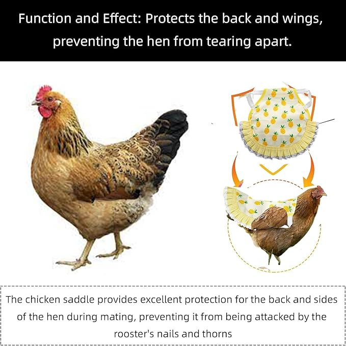 4-Pack Chicken Diapers Saddle Set for Hen with Bow Tie Reusable Handmade Washable Waterproof Inner Layer for Geese Duck Chicken- Stylish and Protective Poultry Clothes (4 Diapers+4 Saddles,Large)