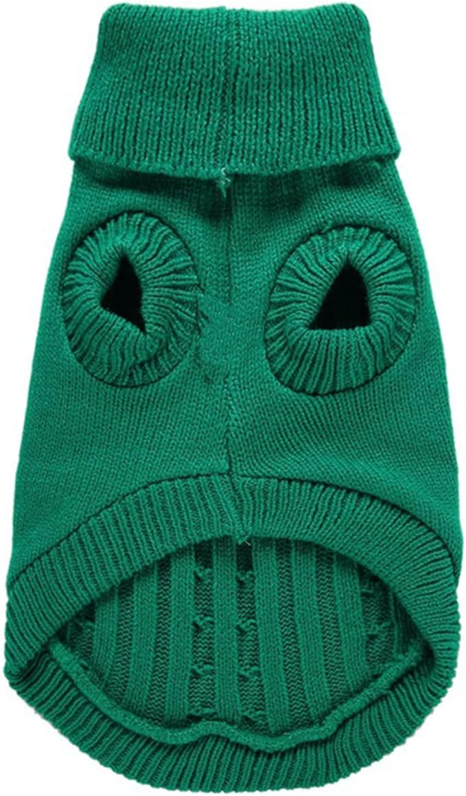 CHBORCHICEN Small Dog Sweaters Knitted Pet Cat Warm Dog Sweatshirt Winter Clothes Kitten Puppy Sweater (XX-Small, Green)