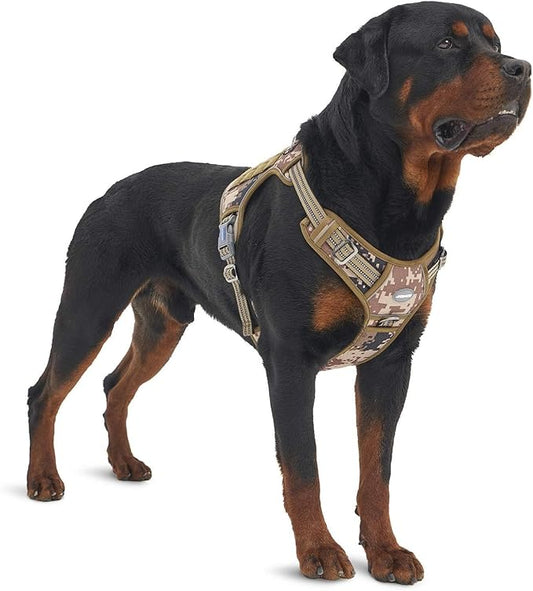 AUROTH Tactical Pet Harness for Large Dogs No Pull Adjustable, Reflective K9 Working Training Easy Control Vest Military fpr Service Dog Desert Camo L