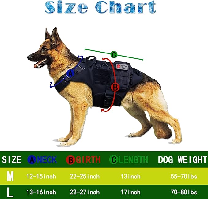 Service Dog Vest,Emotional Support Dog Vest Harness with Sturdy Handle Reflective Dog Harness Soft Padded Breathable Easy Control in Training Dog Vest for Large Dogs (Pet Vest Large, Black)