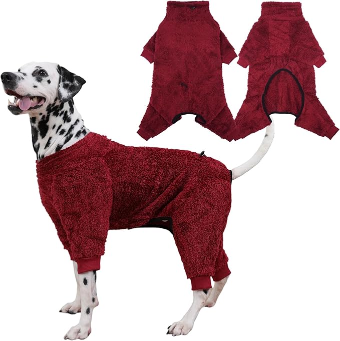 Dog Winter Coat,4-Legged Onesie Jumpsuit Warm Fleece Dog Jacket, Soft Pullover Pajamas, Fullbody Pajamas Onesie for Small Medium Large Dogs Walking, Hiking, Travel