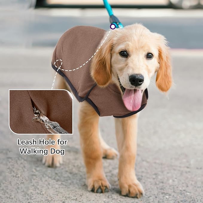 ROZKITCH Dog Sweatshirts for Medium Dogs, Pet Windproof Warm Cold Weather Jacket Vest Cozy Jumpsuit Apparel Outfit Clothes for Walking Hiking Travel Sleep Brown M