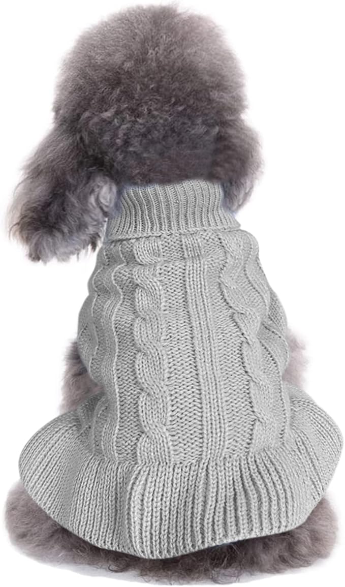 CHBORCHICEN Small Dog Sweaters Knitted Pet Cat Warm Dog Sweatshirt Winter Clothes Kitten Puppy Sweater (M, Dress-Grey)