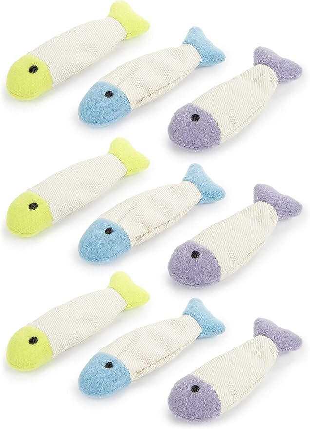 SmartyKat (9 Count Fish Flop Crinkle Catnip Cat Toys - Multi Color, 9 Count (Pack of 12)