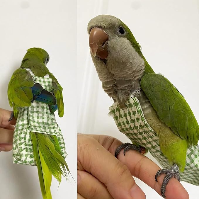 Quaker Parrot Flight Suits Bird Diaper,Monk Parakeets Cockatiels Flight Suits Liners, Parrot Diaper Clothes, Bird Training Nappy Suit with Hanger Leash Hole for Sun Conure Senegal Lorikeet