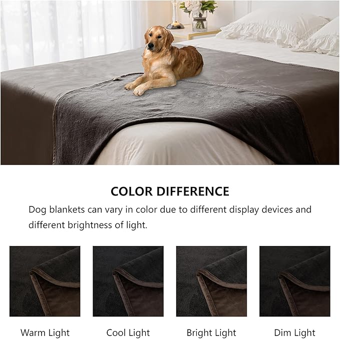 Waterproof Blanket for Bed Protection, Washable Dog Blankets for Couch, Soft Reversible Pet Throw Furniture Protector Cover for Sofa-82"x108",Light Brown+Dark Brown