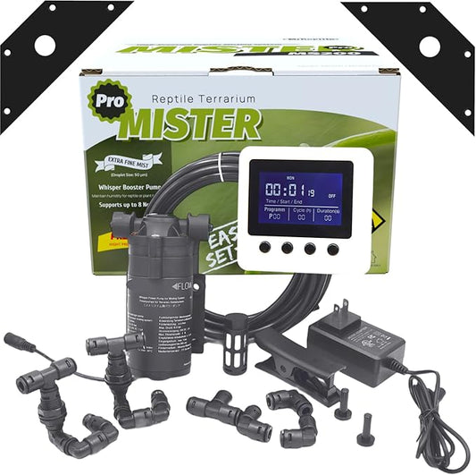 Reptile Mister Humidifier, Reptile Automatic Misting System, Auto Mister Sprayer for Reptiles Chameleon Frog Gecko Indoor Plants Vivarium Terrarium (Pro-Elite Mister System)