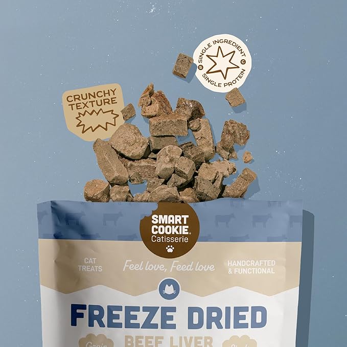 Smart Cookie Beef Liver Freeze Dried Cat Treats – Single Ingredient, High-Protein Snacks for Picky Cats – 100% Pure Beef Liver, No Fillers or Additives, Made in The USA – 1oz (3 Pack)
