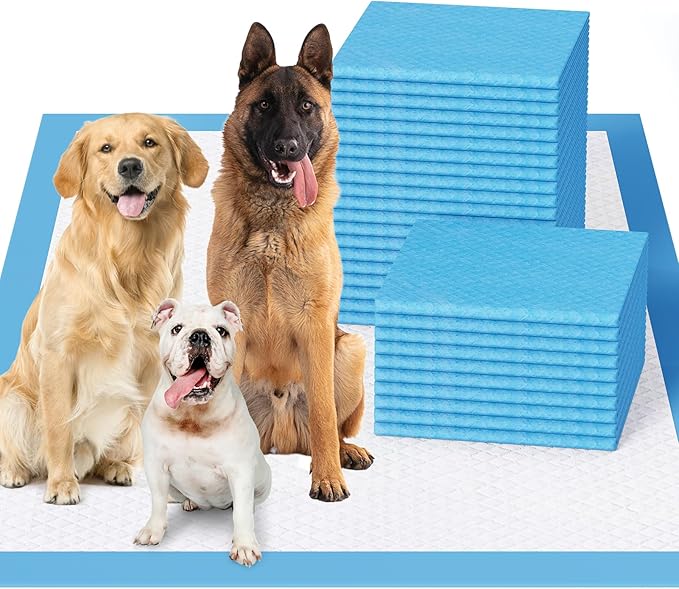 JollyMate Dog Pee Pads Extra Large 36"x36", 50 Pack X-Large Super Absorbent Pet Training Pads with Adhesive Tabs, 6 Layers Thick Leak-Proof Potty Pads for Dogs and Puppies