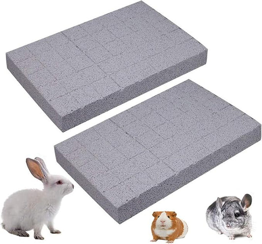 Hamiledyi Rabbit Scratch Foot Pads Bunny Grinding Claw Pad 2 PCS Natural Small Animal Hamster Lava Stone for Teeth Grinding Rabbit Scratching pad Chew Toy for Guinea Pig Rat Gerbil Chinchilla Hedgehog