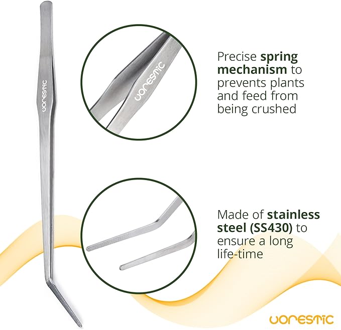 VORESTIC 15 Inches Heavy Duty Reptile Feeding Tongs, Curved Aquarium Tweezers, Reptile Tongs, Fish Feeding Tongs, Reptile Feeding Tweezers, Long Tweezers for Aquarium and Terrarium