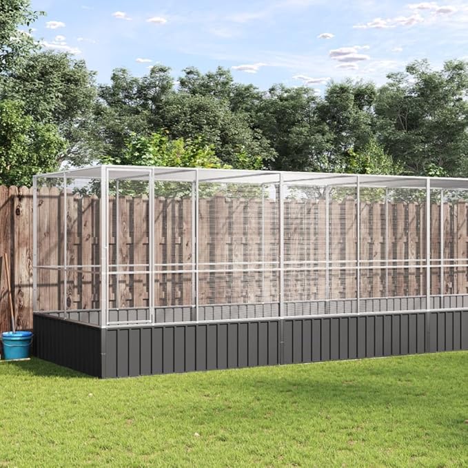 Steel Aviary with Extension, Large Bird Cage with Lockable Door, Aviary Spacious and Versatile Cage Ideal for Parakeets, Parrots, Lovebirds, Cockatiels, Pigeons, 490.6"x81.5"x83.5",-285