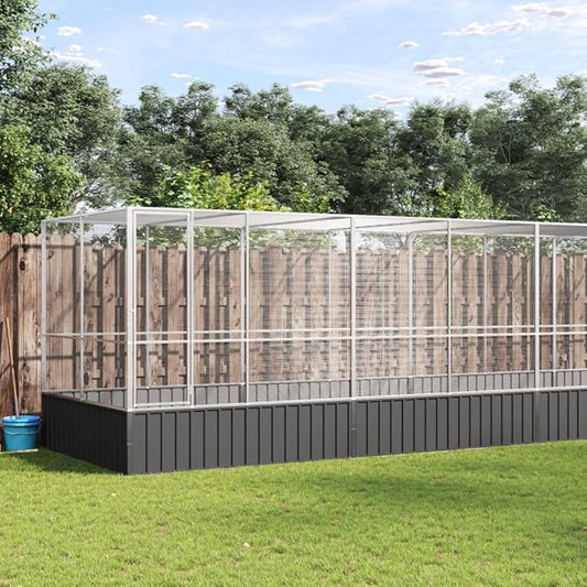 Steel Aviary with Extension, Large Bird Cage with Lockable Door, Aviary Spacious and Versatile Cage Ideal for Parakeets, Parrots, Lovebirds, Cockatiels, Pigeons, 409.1"x81.5"x83.5",-284