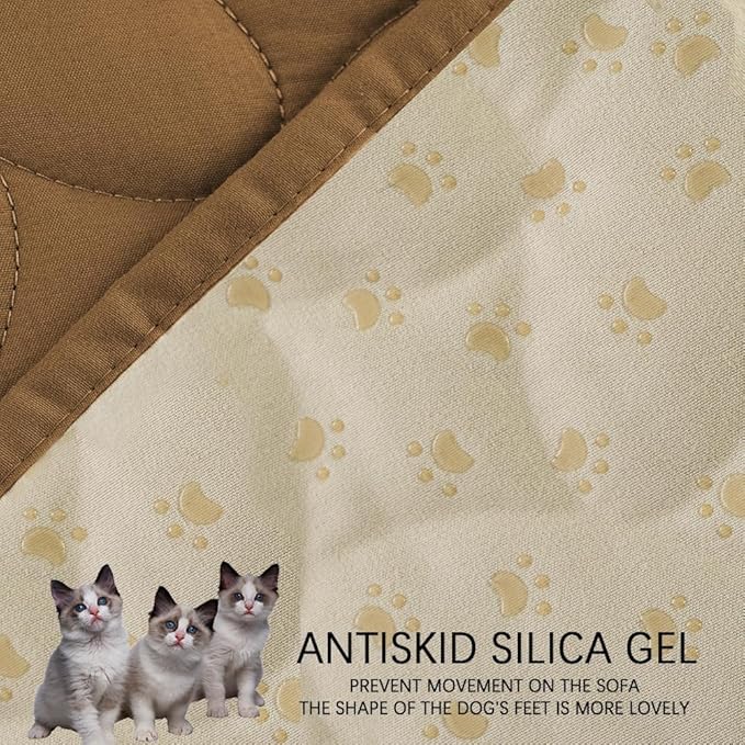 Ameritex Waterproof Pet Bed Cover Anti-Slip Dog Bed Blanket for Sofa and Furniture Waterproof New Pattern Design (Camel, 68x82 Inch (Pack of 1))