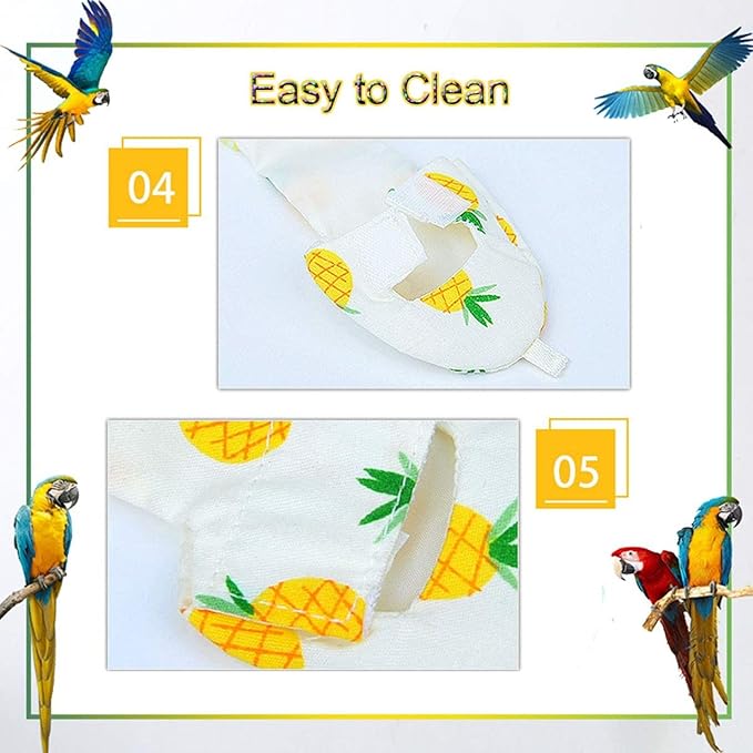 QBLEEV Bird Diaper Cockatiel Clothes Flight Suite, Reusable Parrot Nappy with Waterproof Inner Layer, Cute Pigeon Pants Urine Wet Suit Costume for Conure Macaw African Budgies Sun Parakeet