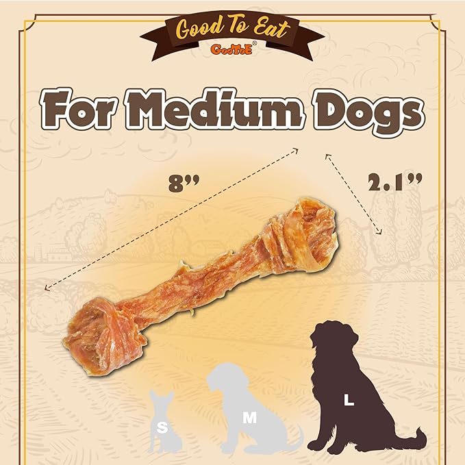 Gootoe Turkey Tendons for Dogs –All-Natural, Hypoallergenic Dog Treats, Rawhide Alternative, Long Lasting Puppy Chews, Healthy Dog Treats for Large Breeds, Bone (L), 2 Count Pack