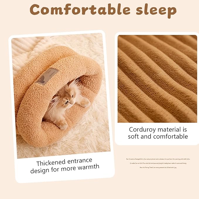 Cat Sleeping Bag for Indoor Cats,Sleeping Bag for Cats,Cozy Cat Winter Sleeping Bag,Warm Cat Sleeping Bag,Soft Fluffy Washable Cat Bed Cave,Cat Blankets for Indoor Cats (H)