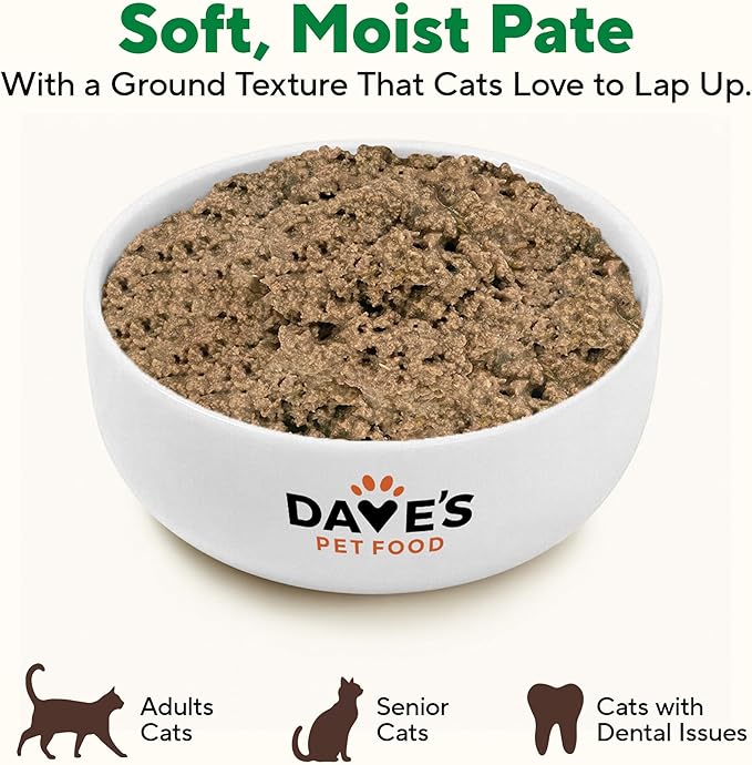 Dave's Pet Food Grain Free Wet Canned Cat Food (Turkey), Made in USA Naturally Healthy, Added Vitamins & Minerals, Gluten-Free, 12.5 oz Cans (12 Pack)