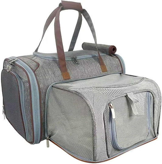 Mr. Peanut's Gold Series Big Apple XL Size Airline Compliant Expandable Pet Carrier V3.0 (Platinum Gray)
