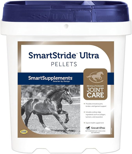 SmartStride Ultra Pellets | Horse Joint Supplement, Horse Pellets with Glucosamine | Supports Joint Range of Motion, Strong Tendons and Ligaments | 112 Servings | 24.7 lb Bucket