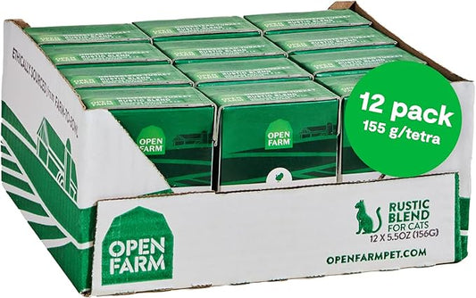 Open Farm Rustic Blend Wet Cat Food, Complete & Balanced Medley with Human-Grade Ingredients, Humanely-Raised Meat, Non-GMO Veggies & Bone Broth, Homestead Turley Recipe, 5.5oz Packs (Case of 12)