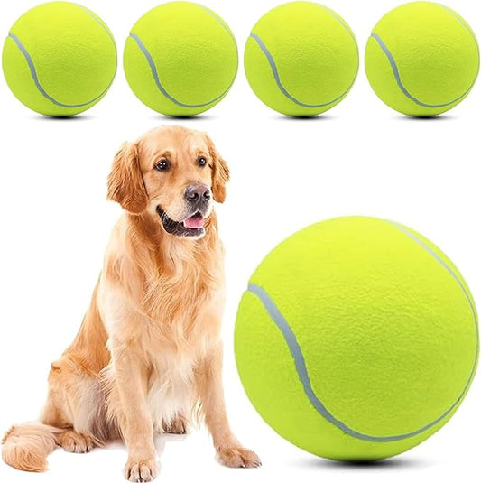 Magicorange 4 Pack 9.5 inch Giant Tennis Ball Large Dog Tennis Ball Pet Balls for Dogs for Outdoor/Indoor Sports Dog Gift with Needle (Yellow, 9.5 inch)