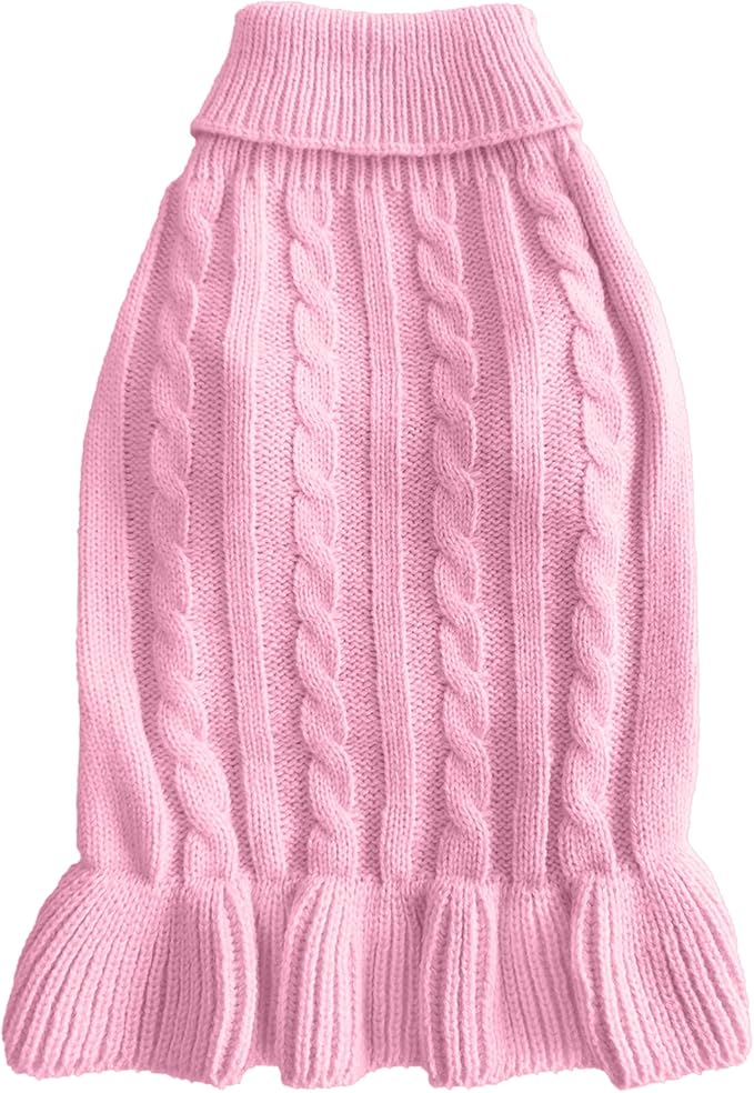 CHBORCHICEN Small Dog Sweaters Knitted Pet Cat Warm Dog Sweatshirt Winter Clothes Kitten Puppy Sweater (XS, Dress-Pink)