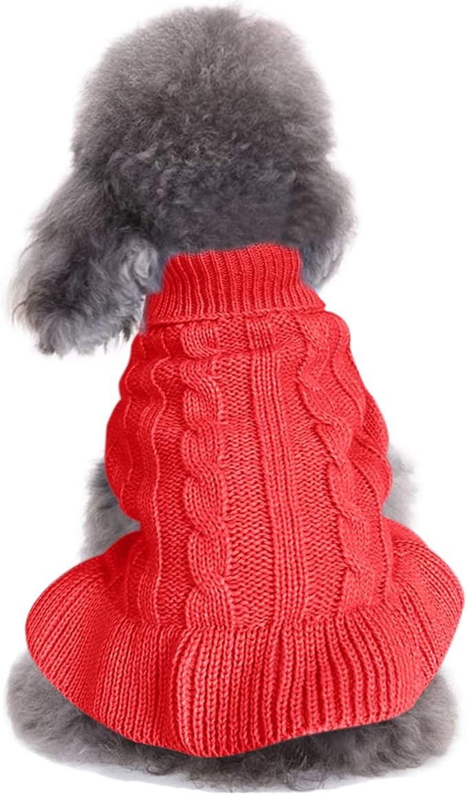 CHBORCHICEN Small Dog Sweaters Knitted Pet Cat Warm Dog Sweatshirt Winter Clothes Kitten Puppy Sweater (XXS, Dress-Red)