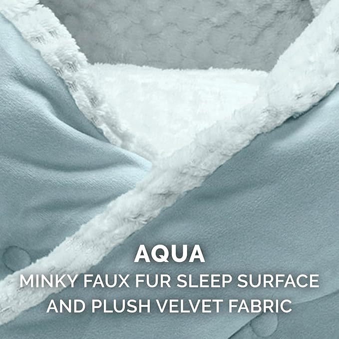 Furhaven 24" Round Pet Bed for Indoor Cats & Medium/Small Dogs, 100% Washable, For Pets Up to 35 lbs - Minky Plush & Velvet Hug Bed - Aquamarine, 24-inch