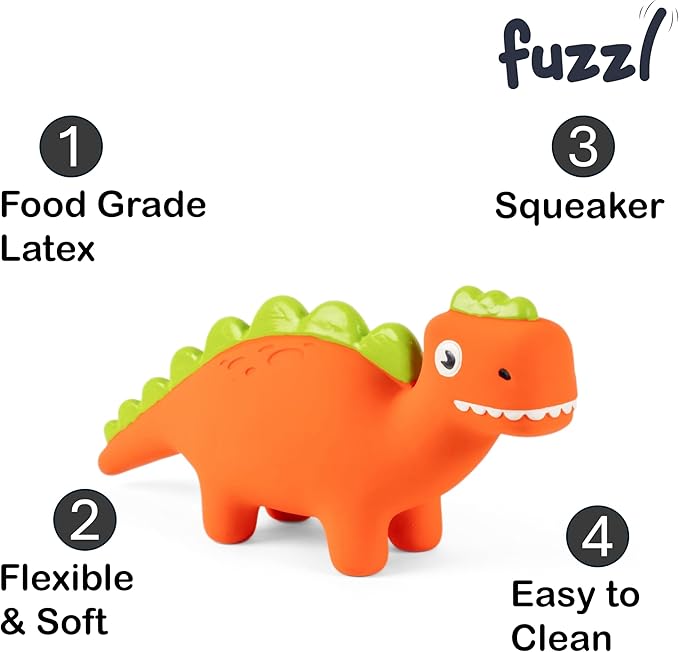 Steggy Latex Dog Chew Toys with Squeaker Soft Squeaker Puppy Toy Dinosaur