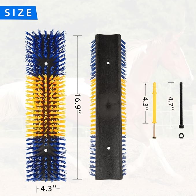 Livestock Scratch Brush for Cattle, Horses, Goats, Cow, Durable Scratching & Massage Grooming Tool for Healthy Coat, Relieves Itching, Easy Install on Fence Posts(6pcs, Yellow)