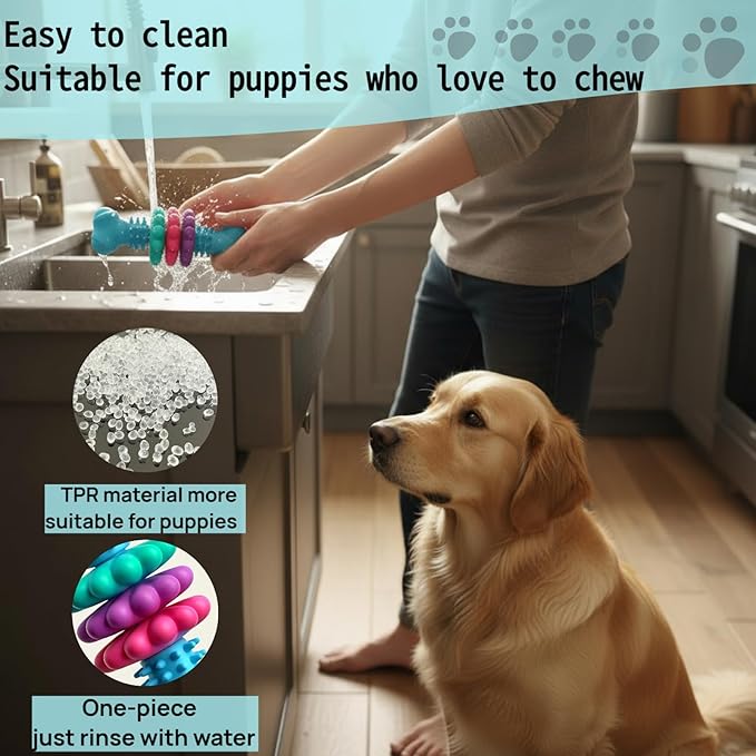Puppy Teething Toy, Durable Chew Toy for Small Dogs, Interactive Bone Toy to Keep Puppies Busy, Teeth Cleaning Dog Toy for Small Breeds